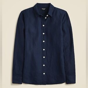 J. Crew Wren Slim Shirt in Baird McNutt linen - navy - 20